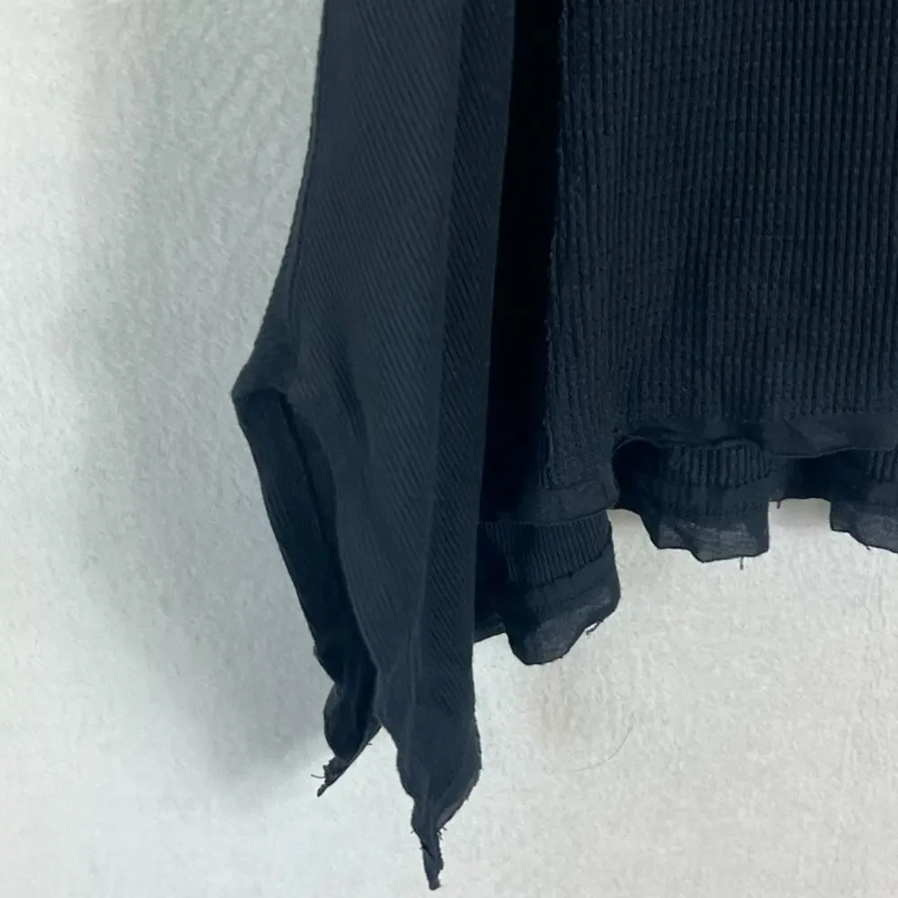 Free People Tunic Top Shirt Womens Size XS V-Neck Loose Fit Black